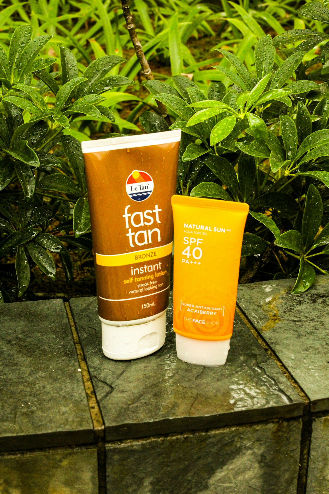 two brown and yellow soft-tubes