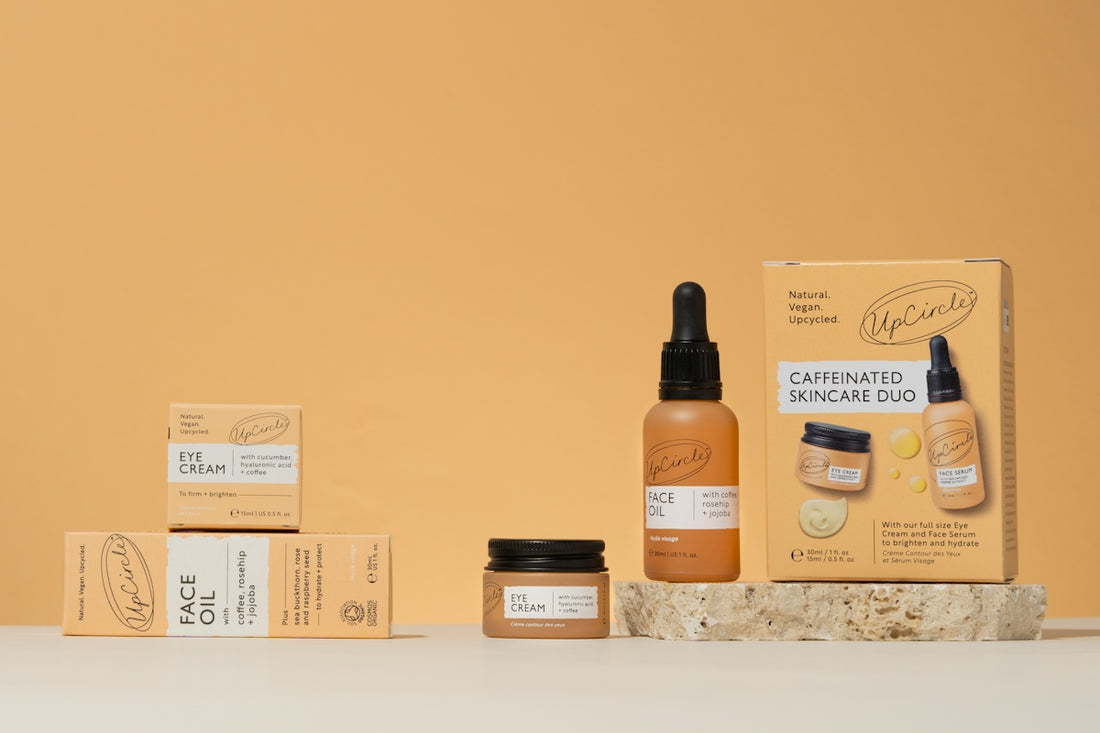 A counter top with a variety of products on it